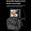 Compact Panoramic Action Camera Anti-Shake WiFi Mini Sports Camera 2.0in Flip Screen with Magnetic Neck Strap for First-person View Shooting
