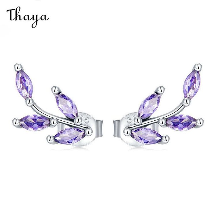 Thaya 925 Silver Purple Branch  Earrings