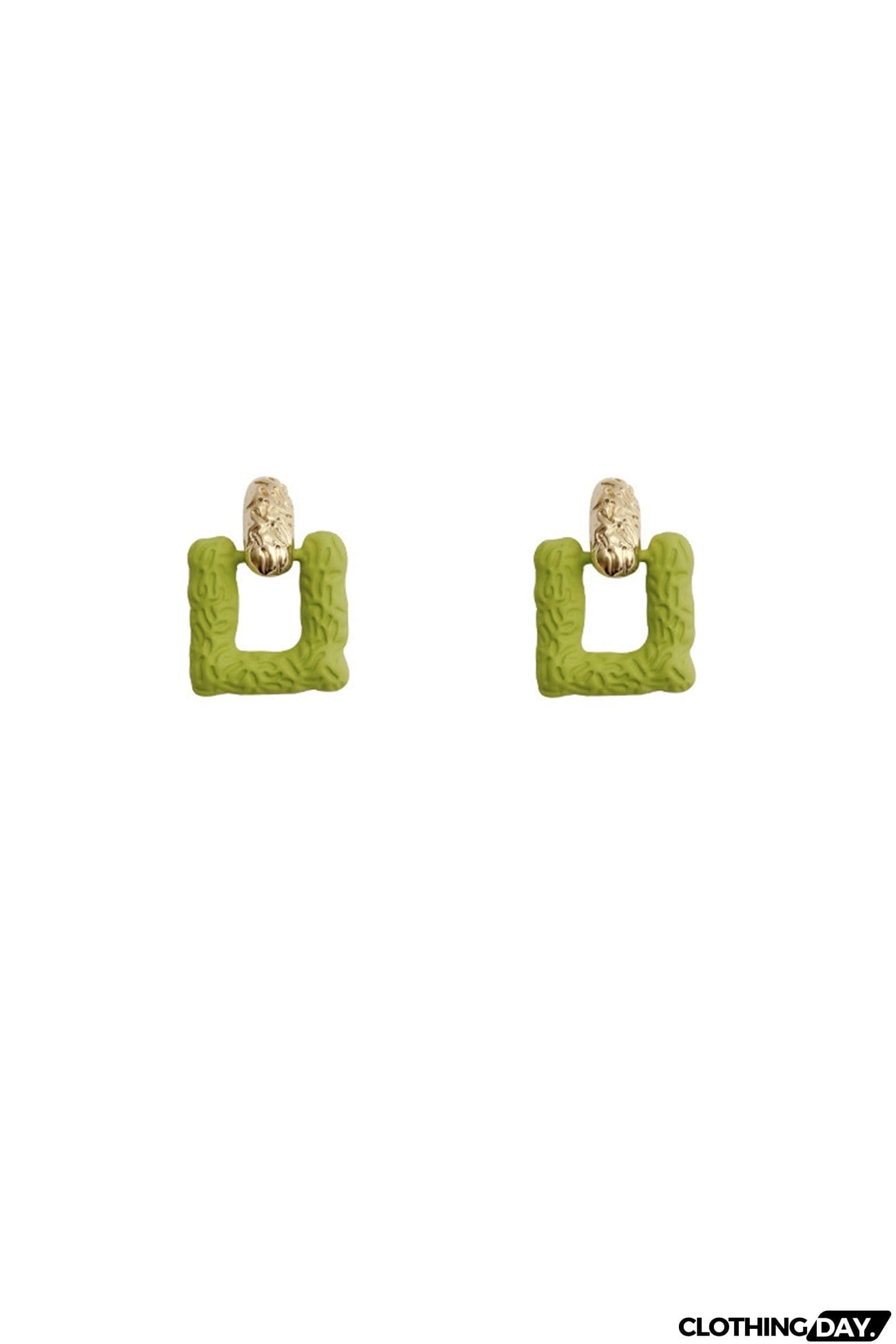 Green Geometric Patterns Earrings