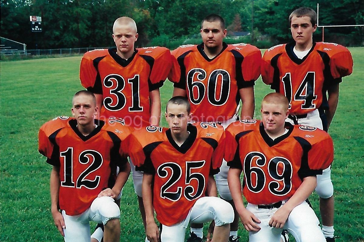 FOOTBALL BOYS Young Men FOUND Photo Poster painting Original USA Color Portrait VINTAGE 06 25 Y