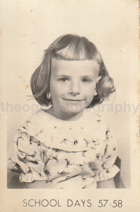 1950's SCHOOL GIRL Small Found Photo Poster painting b and w Original Portrait VINTAGE 22 35