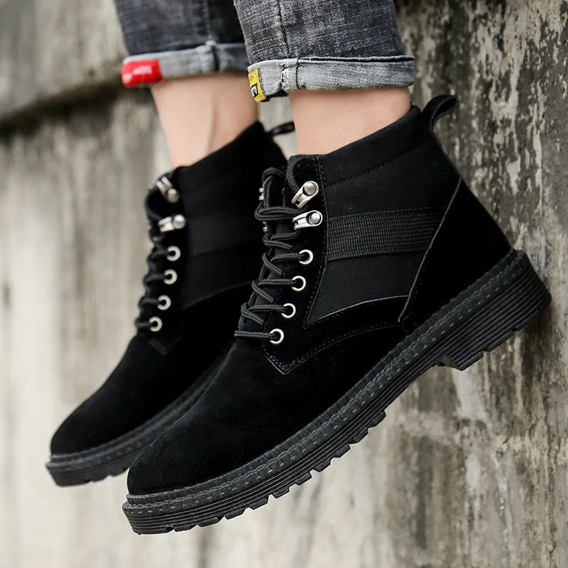 High Top Martin Boots British Canvas Suede Warm Shoes Winter Fashion Chelsea Boots Men New Mens Casual High Fashion Ankle Boots