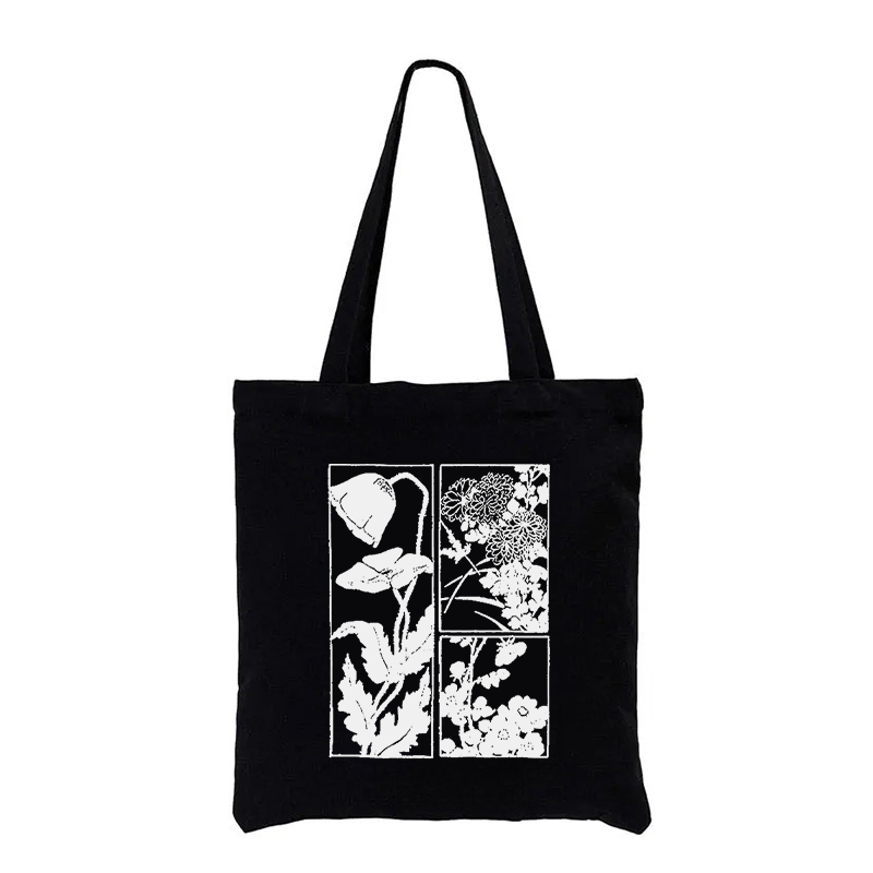 Comstylish Woodcut Flowers Tote Bag