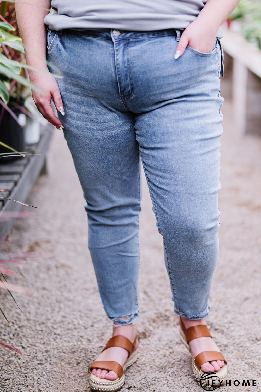 Sky Blue High Rise Skinny Plus Size Jeans | IFYHOME