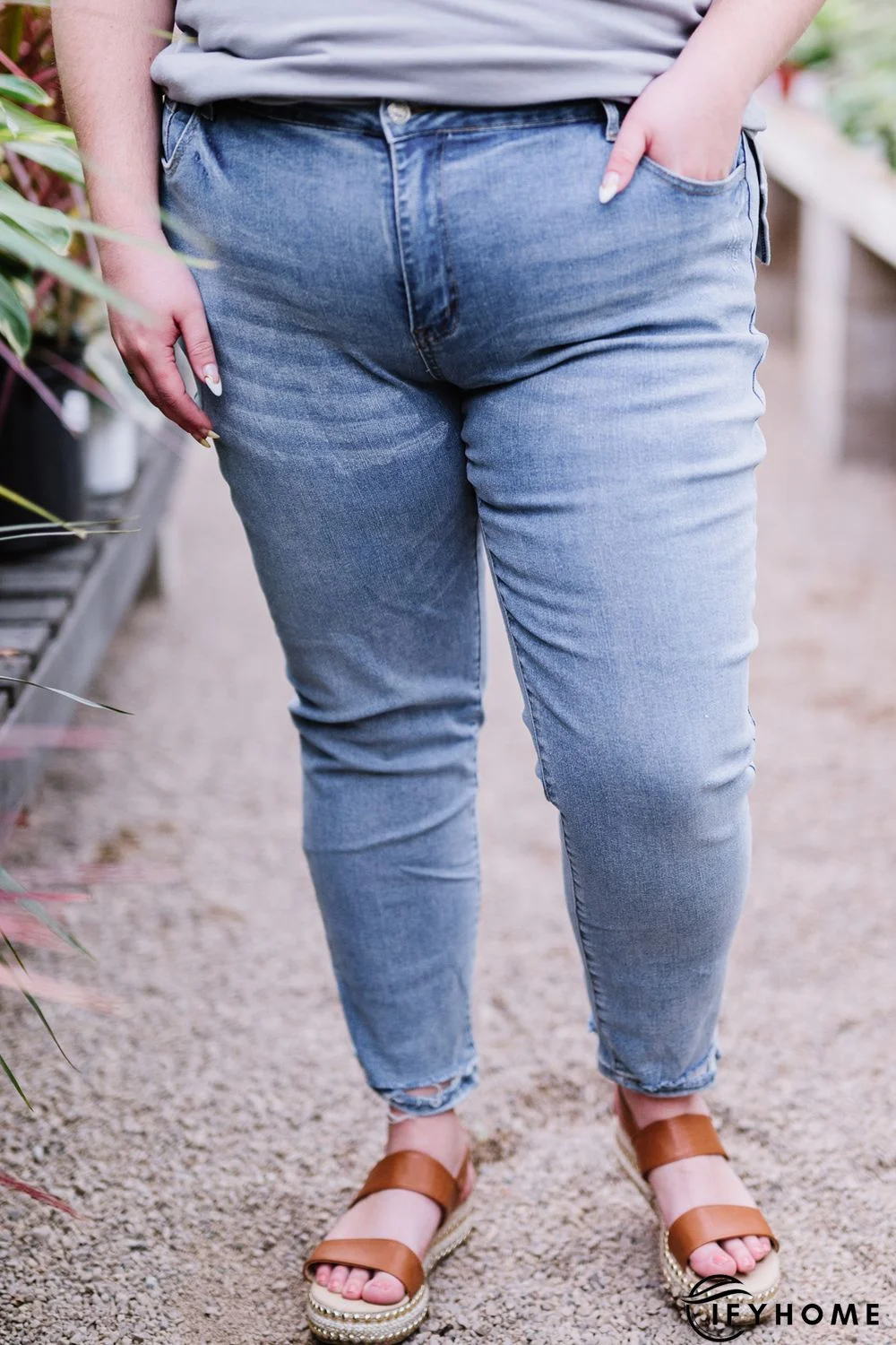 Sky Blue High Rise Skinny Plus Size Jeans | IFYHOME