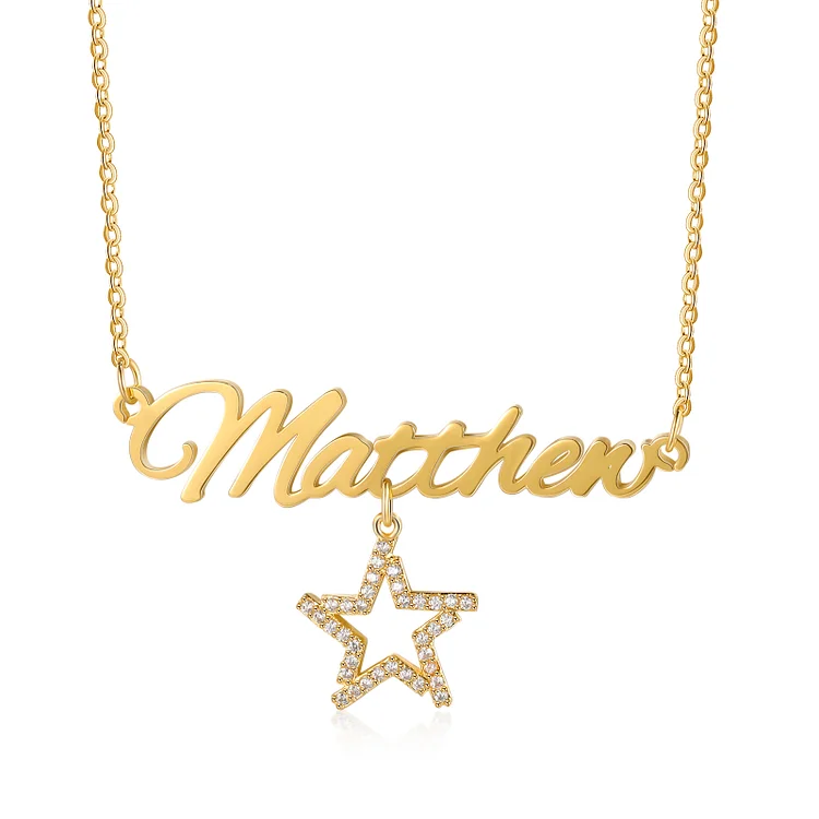 Personalized Name Necklace with Star Pendant Necklace for Her