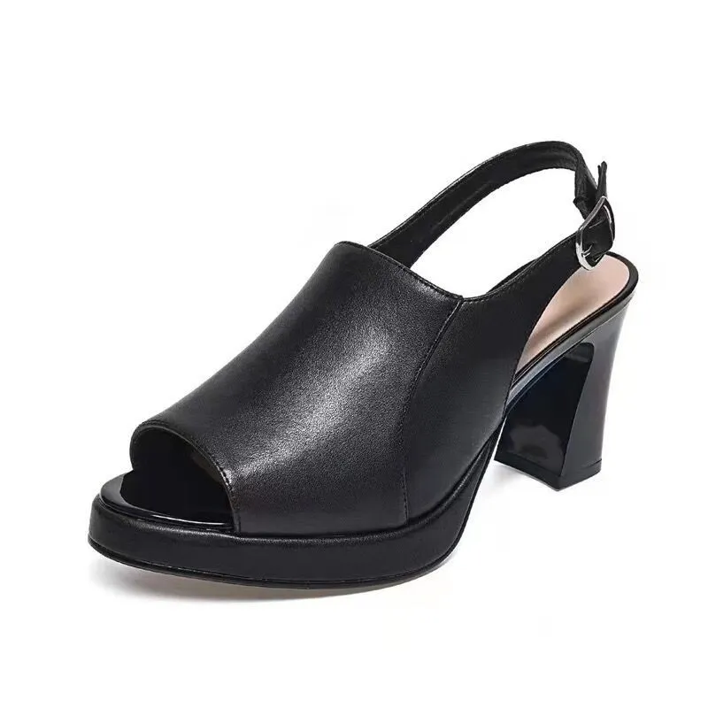 Breakj Breakj Cool Boots Women Summer New Sandals Women Thick Fashion Trend Fish Mouth High Heel Sandals Behind The Empty Buckle