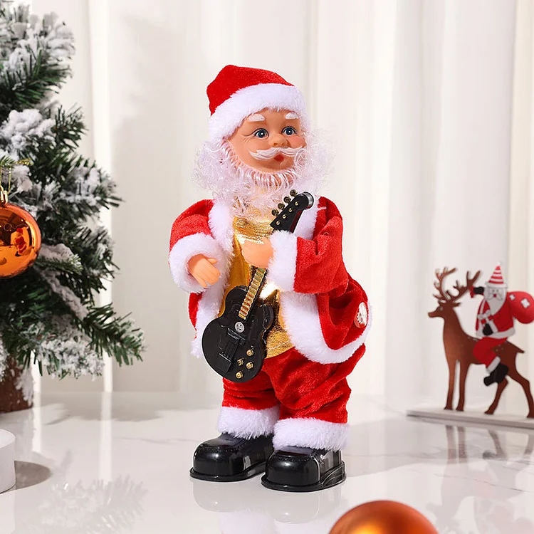 🎅🎄Santa Claus wiggling his hips while playing a musical guitar - a Christmas decoration