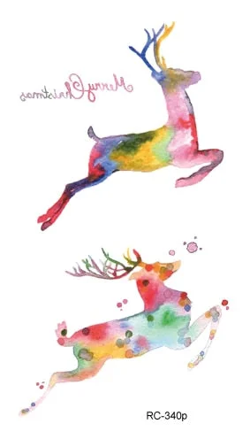 25 Different Waterproof Temporary Tattoo Stickers Fawn Deer Head Fake Tatto Geometric Animal Flash Hand Tatoo For Women Men