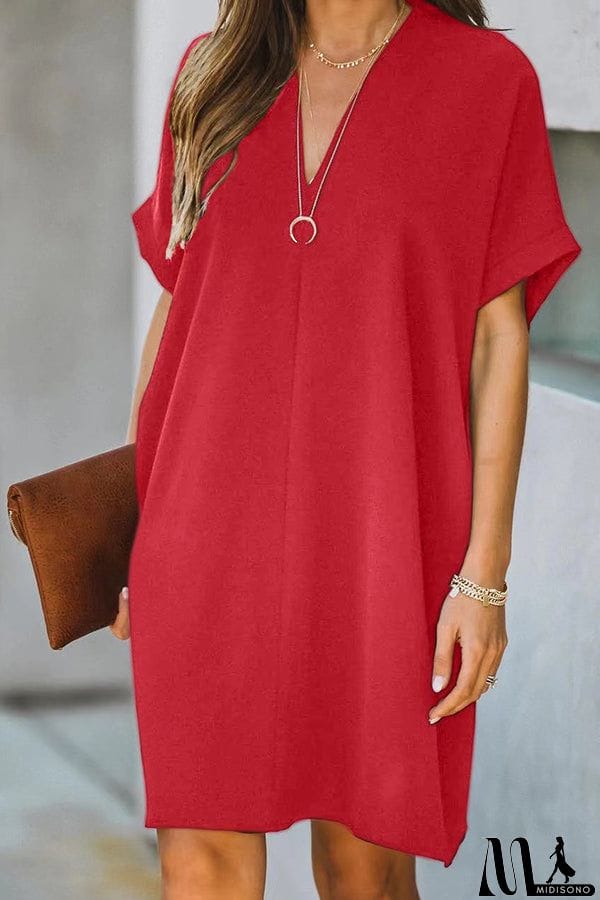 MidiSono - H-Shape Loose Short Sleeve Dress