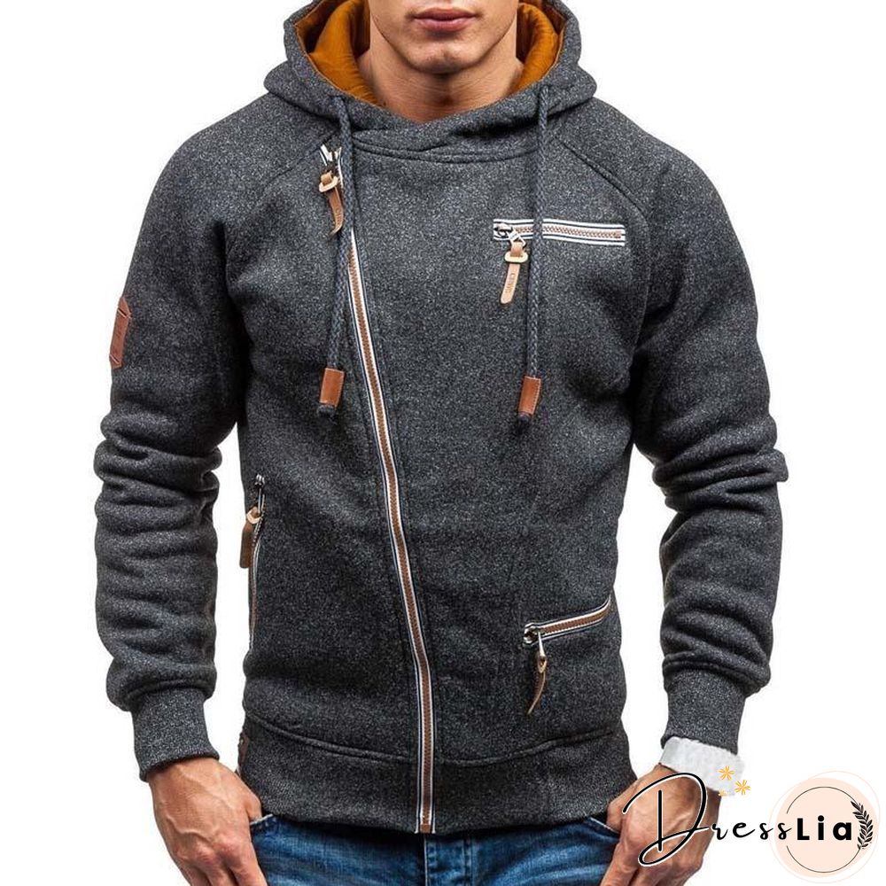 Hoodie Casual Solid Long Sleeve Hoodies Sweatshirts Slim Zipper Hoody Sweatshirt Men Hooded Streetwear