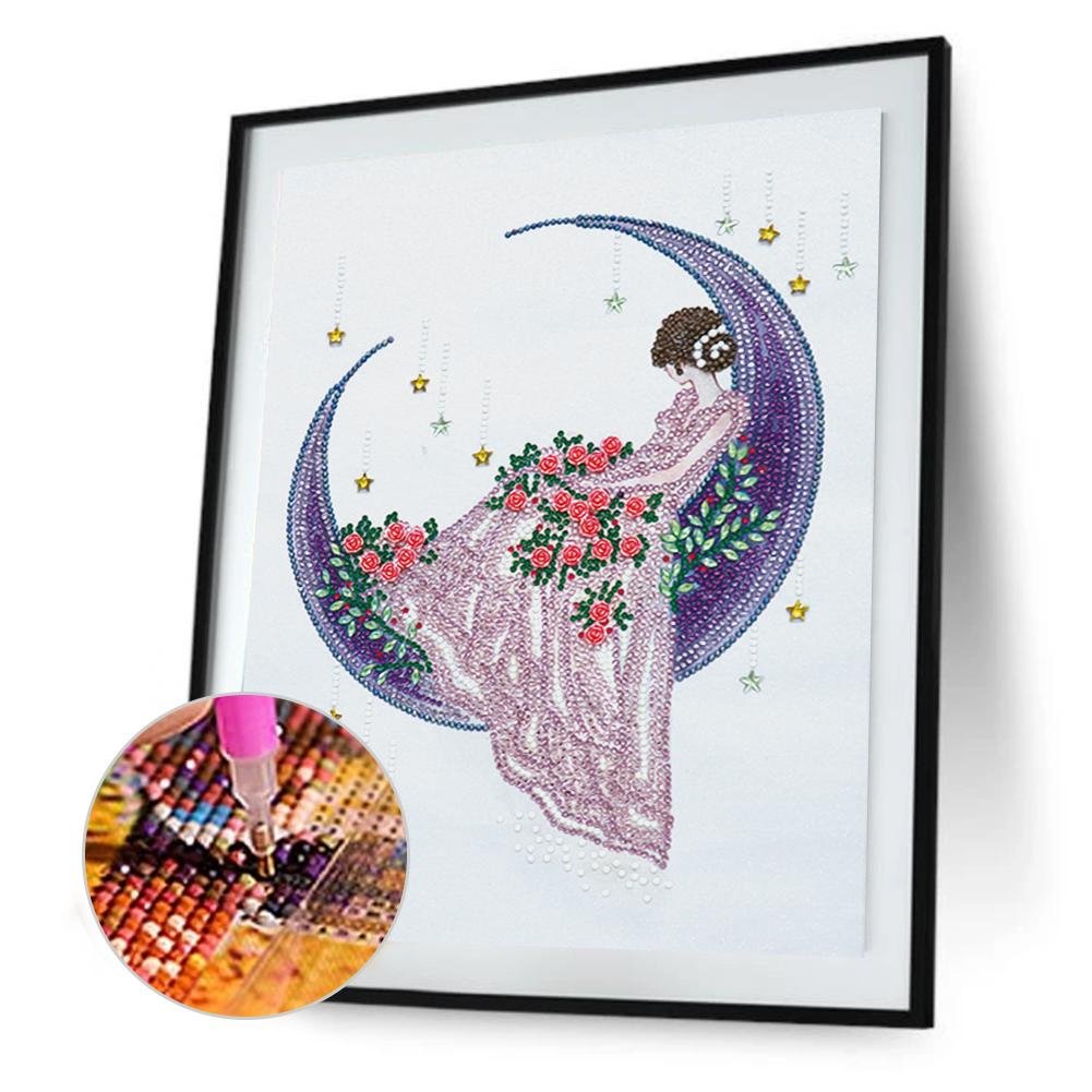 30*40CM Special Shaped Diamond Painting-Girl Moon