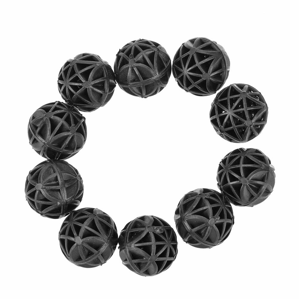 

10pcs Black Aquarium Pond Filter Bio-balls Fish Tank Aquarium Filtration, 1.6cm, 501 Original