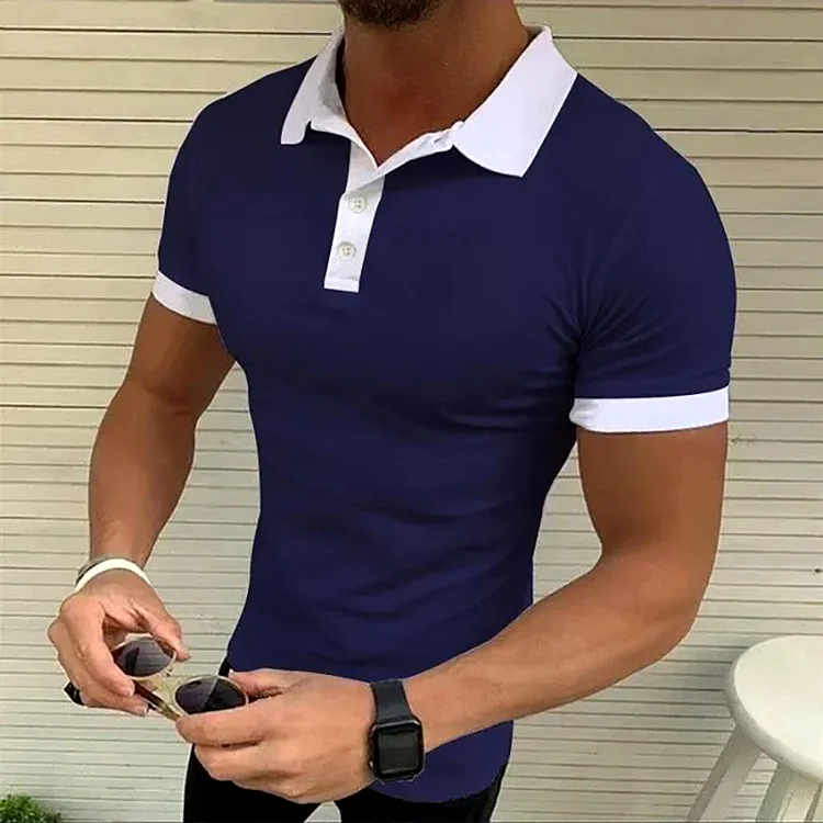 BrosWear Color Matching Slim Casual Polo Shirt
