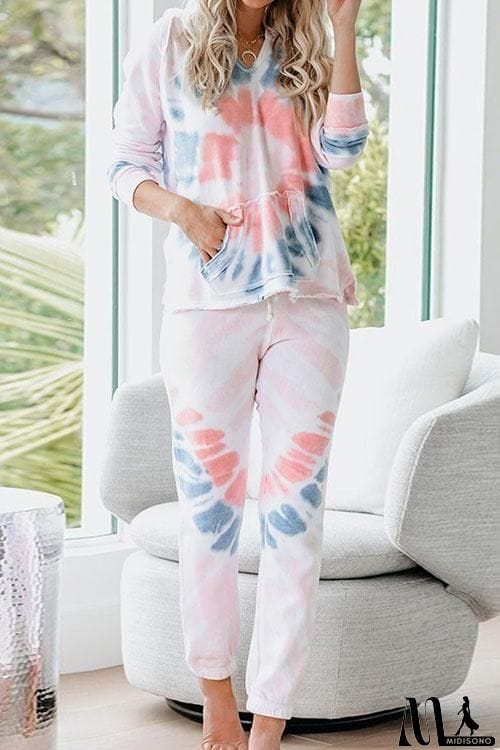 MidiSono - Tie Dye Flower Casual Hoodie