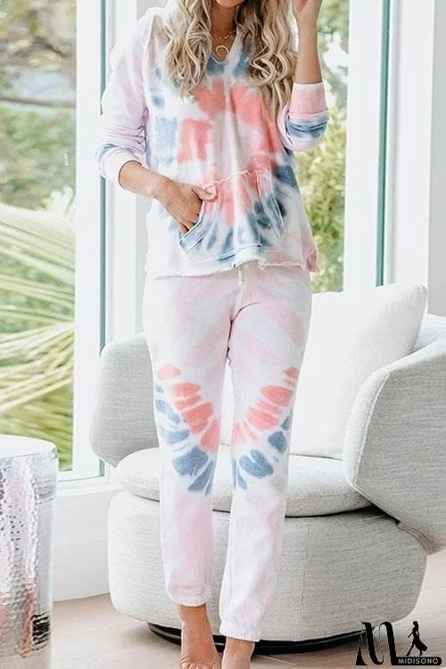 MidiSono - Tie Dye Flower Casual Hoodie