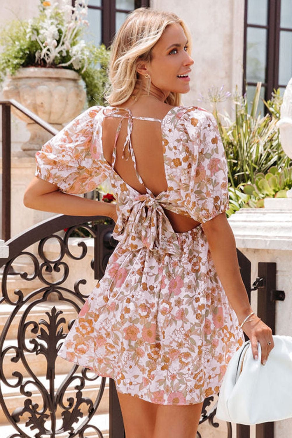 Plus Size White Floral Mini Dress