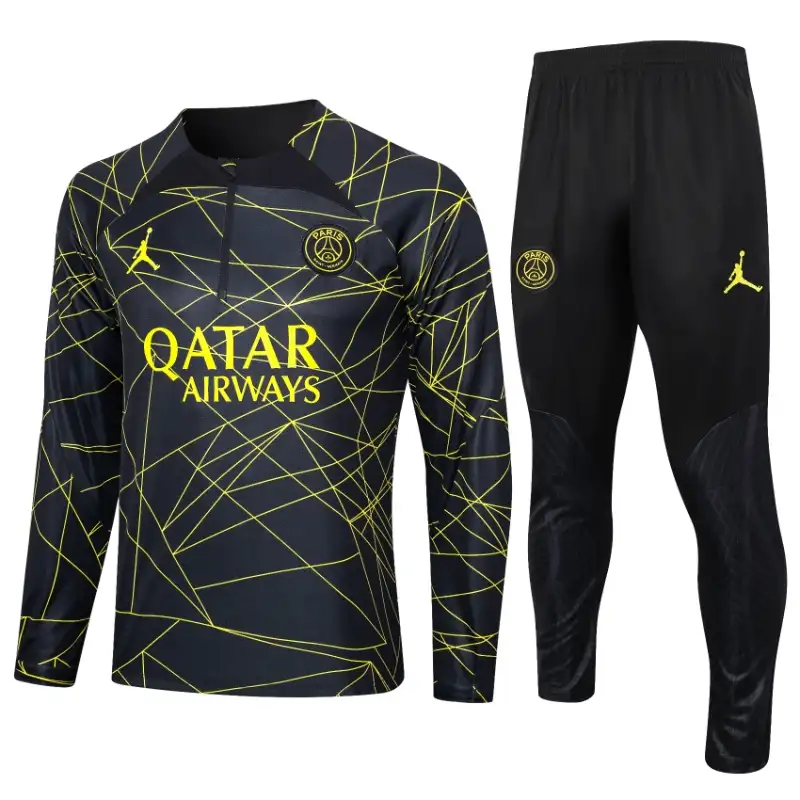 23-24 PSG Half Zipper Long Sleeved Black Training Suit