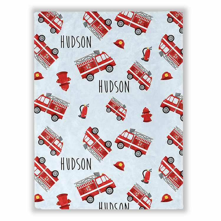 BlanketCute-Personalized Lovely Kid Fire Truck Blanket with Your Kid's Name | 01