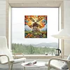 1PC-Diamonds Painting Stained Glass Windmill Wall Sticker Home Decor