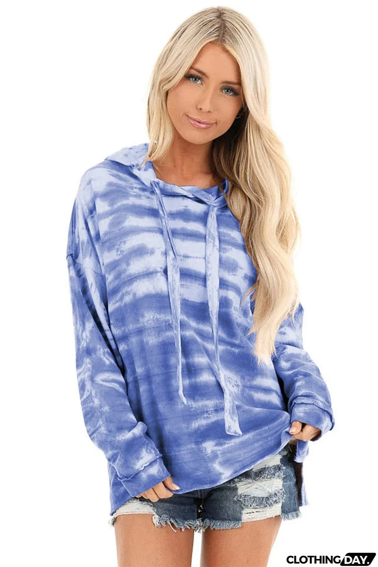 Tie Dye Long Sleeve Drawstring Hoodie