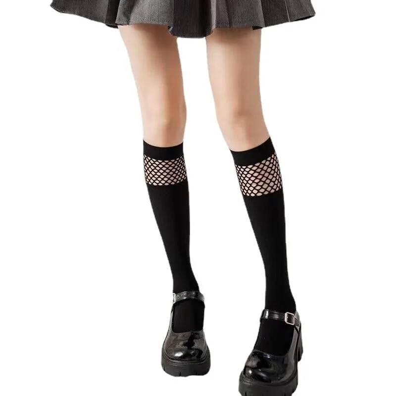 JK Spliced Mesh Stockings Sexy Mid-tube Calf Socks