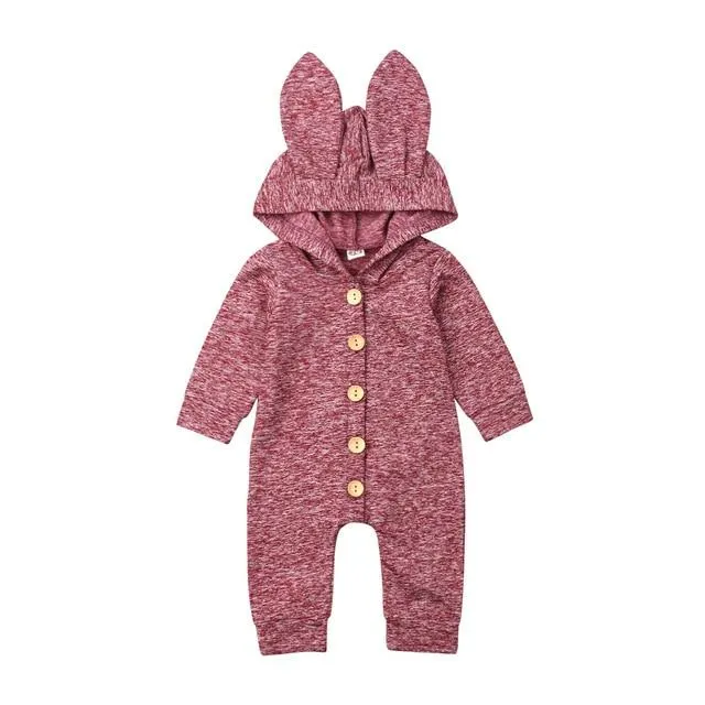 2019 Baby Spring Autumn Clothing Newborn Baby Girl Boy Long Ears Hooded Rompers Long Sleeve Cute Bunny Jumpsuit Warm Outfits