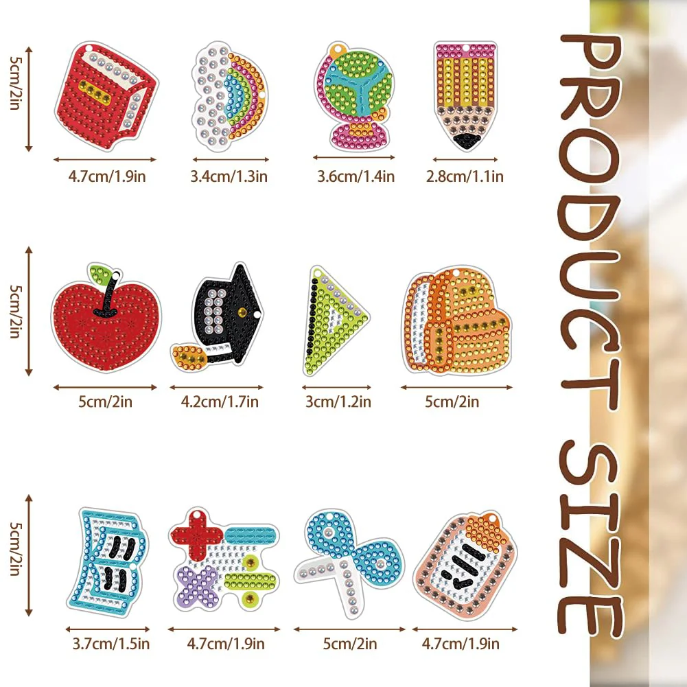 12 Pairs Stationery DIY Diamond Art Earring Double Side Diamond Painting Earring