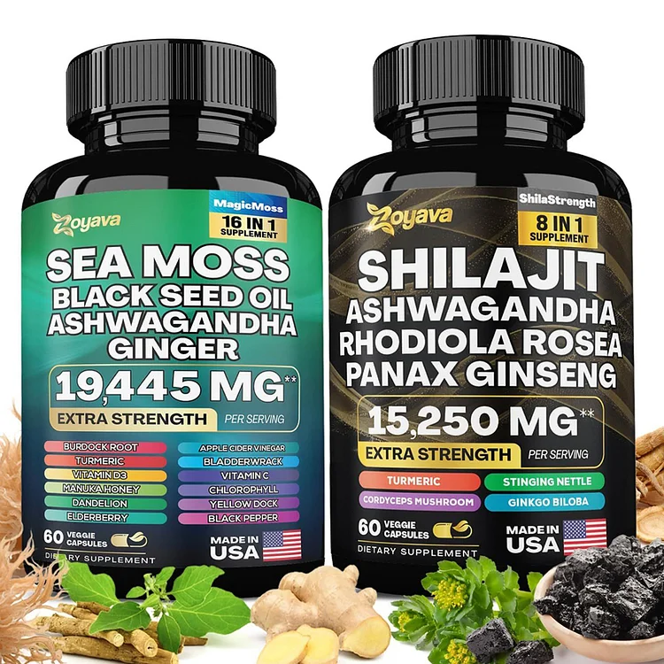 🎁[Free Shipping]Dynamic Vitality Bundle: Sea Moss 16-in-1 Magic Moss & Shilajit Power ShilaStrength Blend
