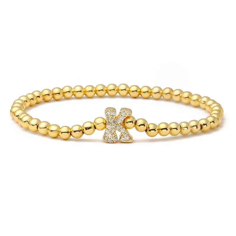 Vintage Style Minimalist Classic Style Letter Copper Zircon 18K Gold Plated Inlay Bracelets