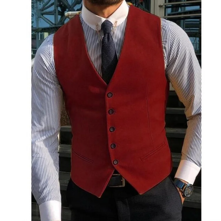 New Arrvial Men Vest Classic Cotton Blended Slim Fit Formal Suit Waistcoat  For Wedding Party Prom Suit Vests