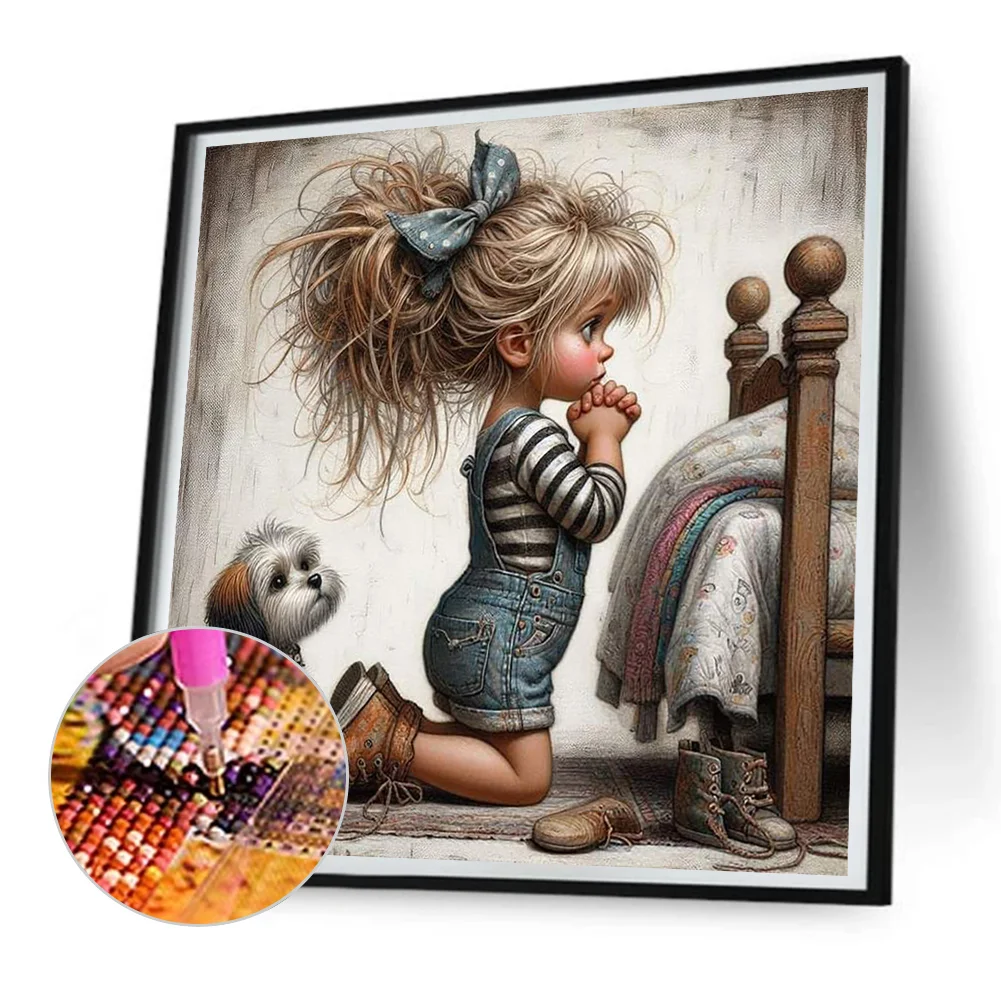Diamond Painting - Full Round Drill - Grandma Girl(Canvas|30*30cm)