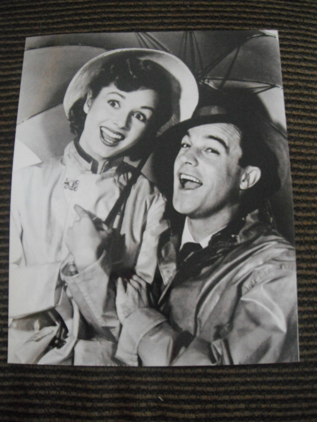 Debbie Reynolds Rain Umbrella 8x10 B&W Photo Poster painting Photo Poster paintinggraph Promo Movie