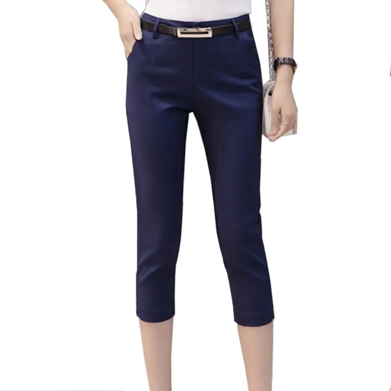 Pants Women Summer Skinny Breeches Cropped Trousers High Waist Office Lady Slim Capris Pantalon Femme Woman Bodycon Pencil Pant