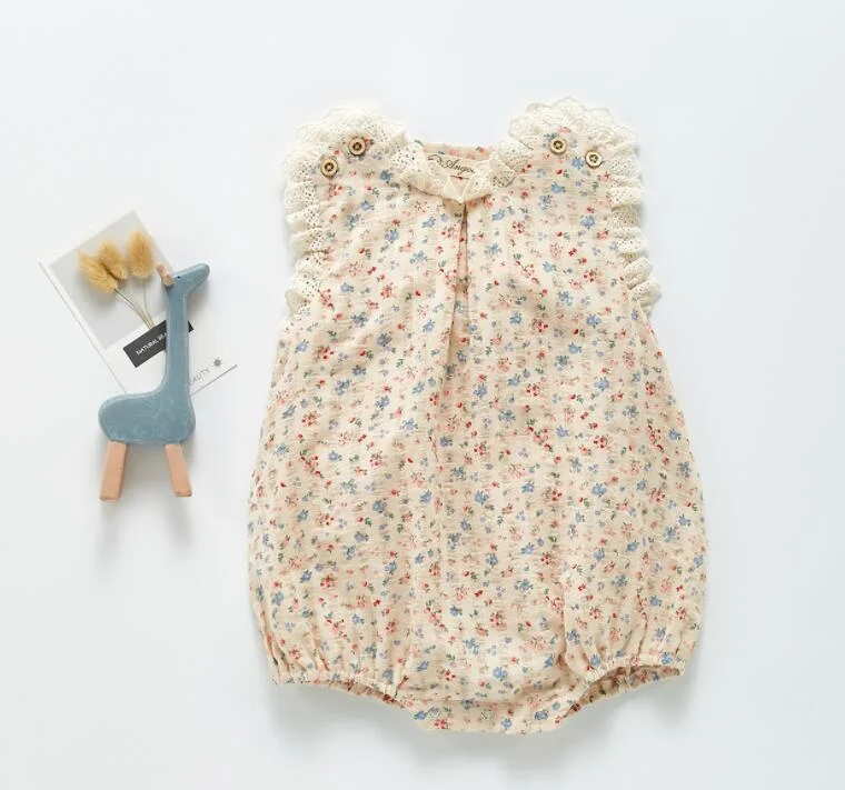 Summer 2021 Baby Kids Rompers Short Sleeve Embroidery Flower Cute Creeper Baby Girl's Bodysuit Outfits