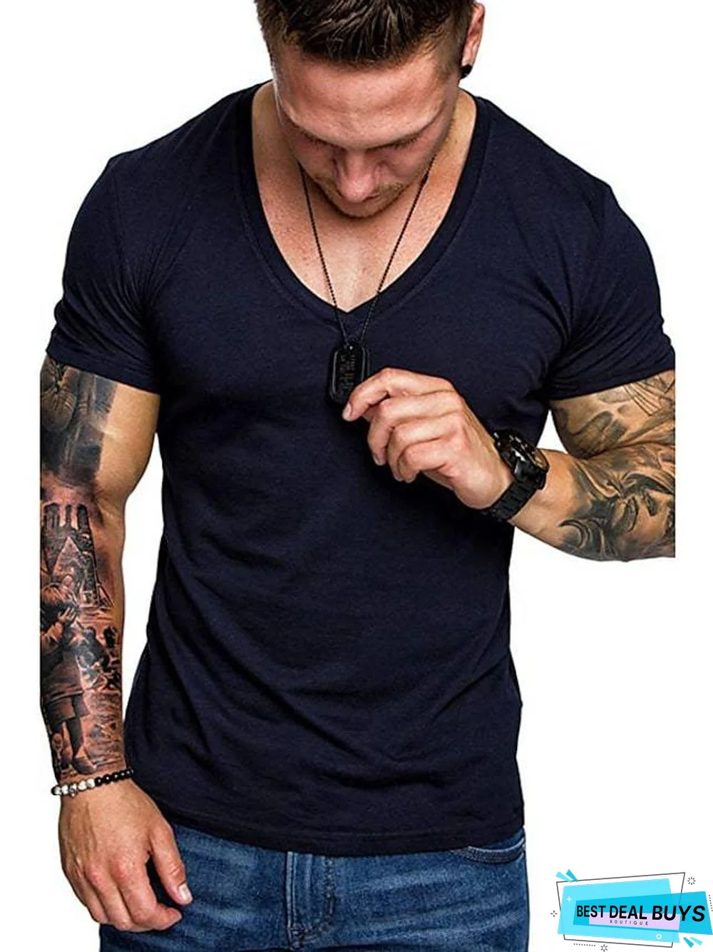 Men's T-Shirt Graphic Plus Size Pure Color Short Sleeve Daily Slim Tops Cotton Basic Dark Gray White Light Gray / Sports / Summer