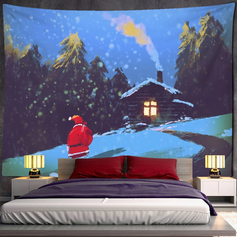 Camel Starlight Oil Painting Tapestry Wall Hanging Christmas Bohemian Style Psychedelic Witchcraft Mystery Home Decor