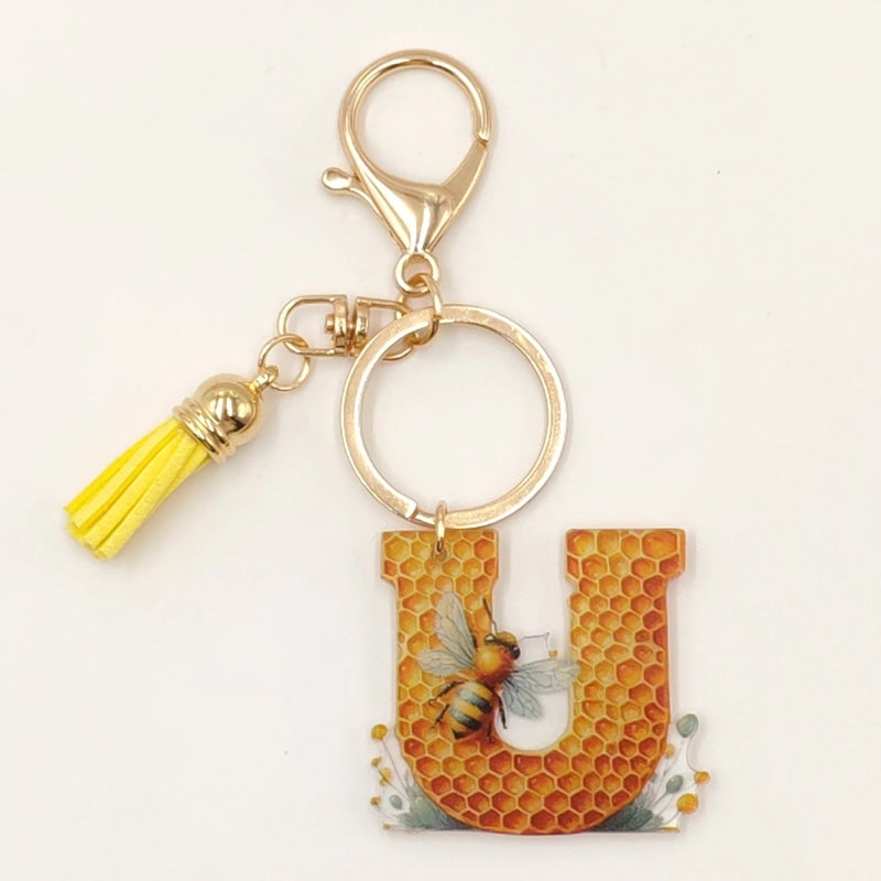 Classic Style Commute Letter Bee Arylic Unisex Bag Pendant Keychain