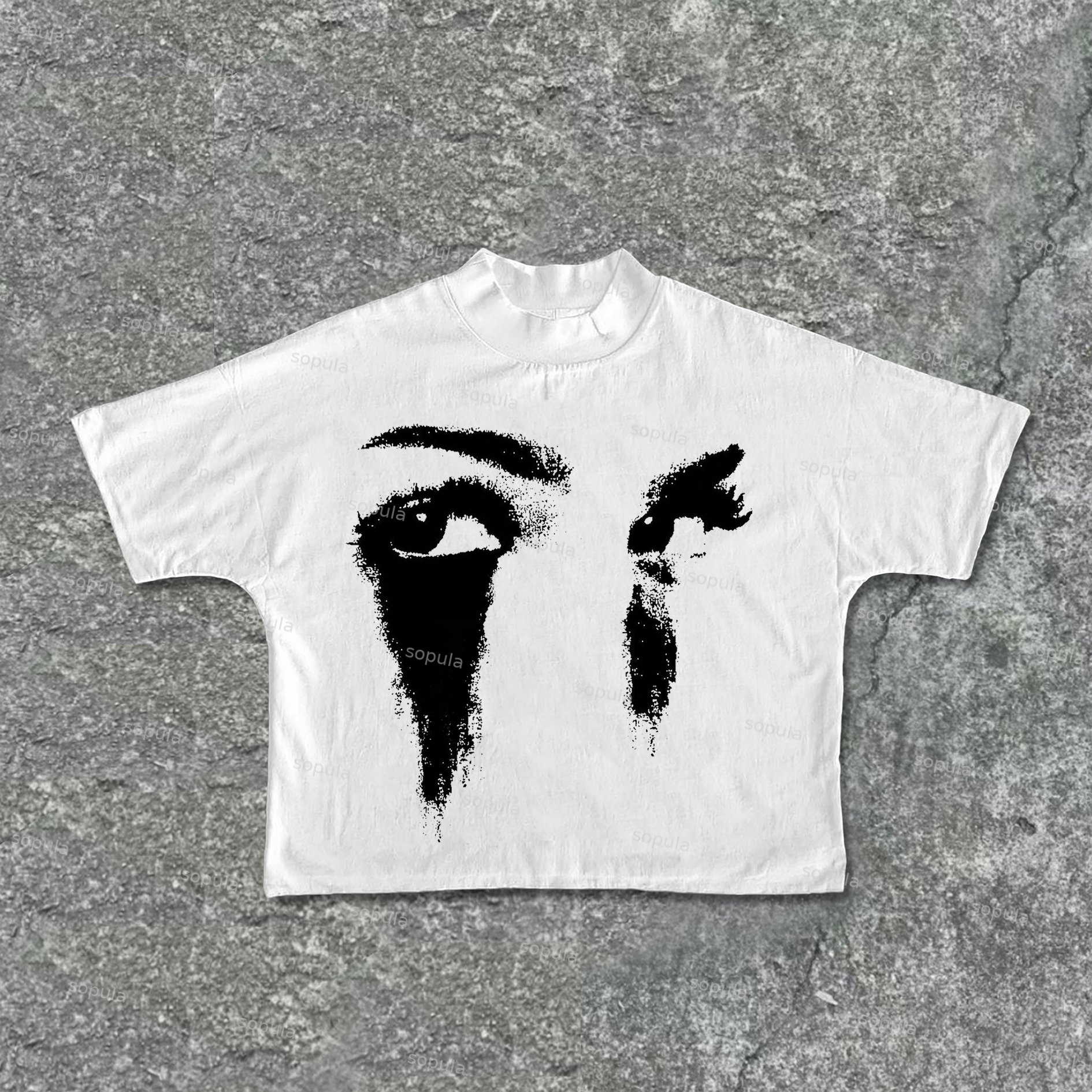 Sopula Vintage Portrait Graphic Print Casual Cropped T-Shirts