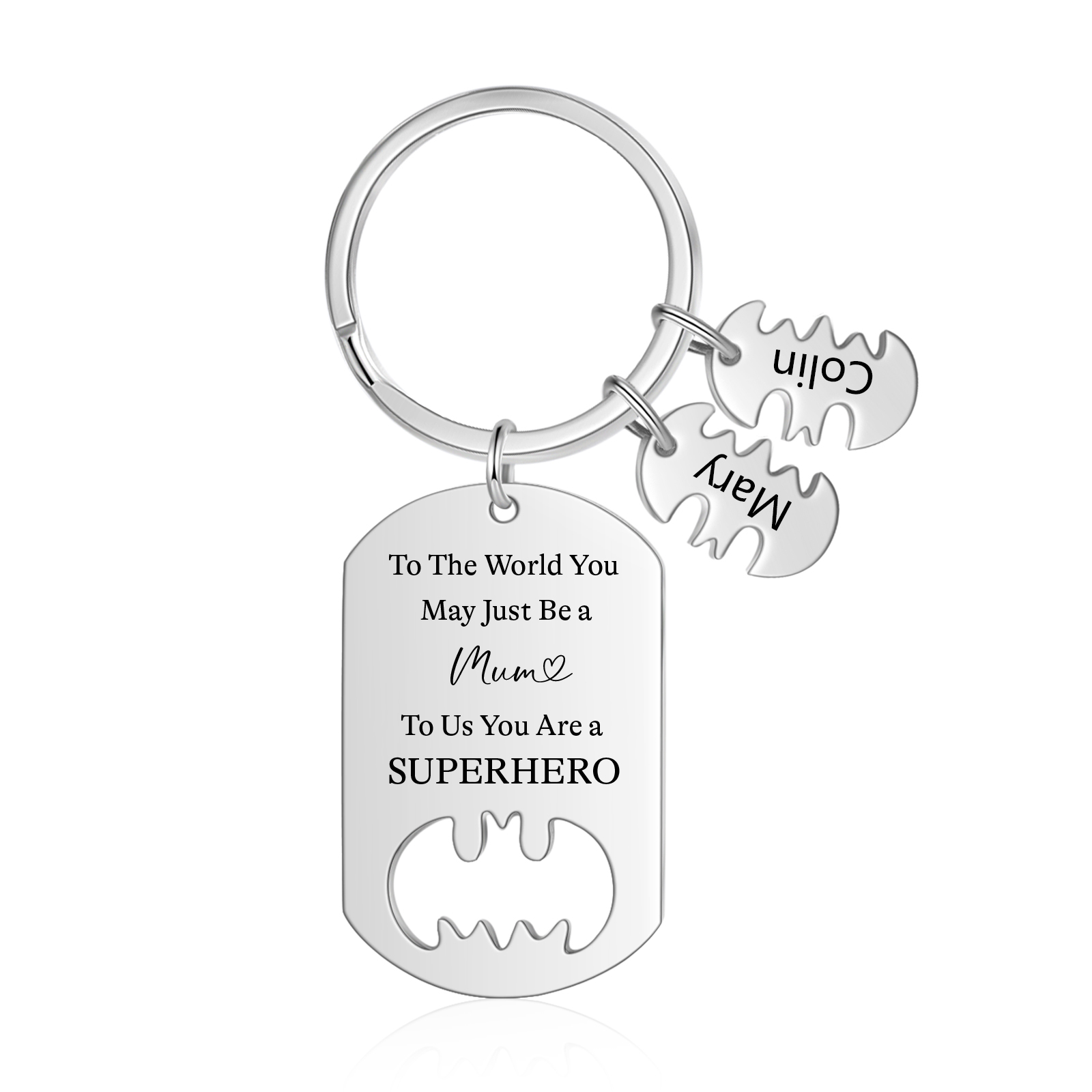 You Are A Superhero Keychain Personalised 2 Names Bat Keychain Engraved Gift for Dad/Grandpa/Grandad/Mom/Mum-Jessemade AU