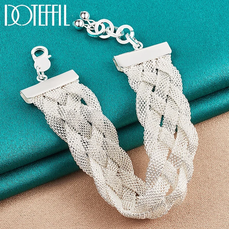 925 Sterling Silver Crossover Network Chain For Man Woman Jewelry