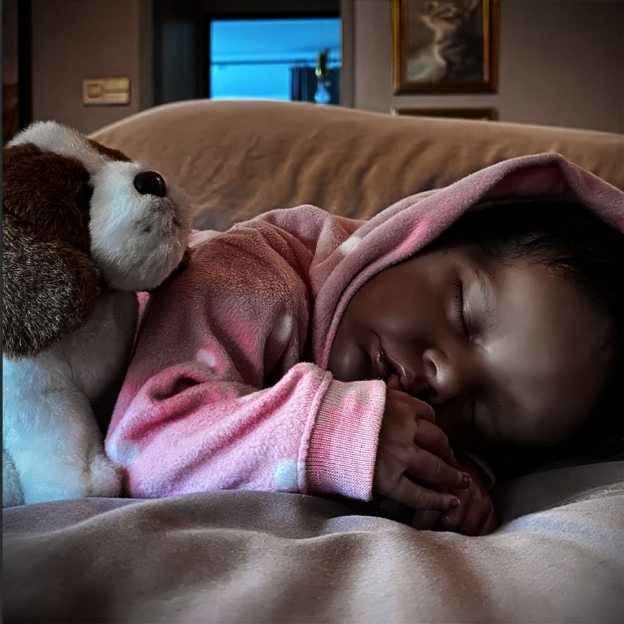 [Silicone Baby Girl] 12'' Darlene Realistic Newborn Sleeping Reborn Afrcian American Baby Doll for Sale