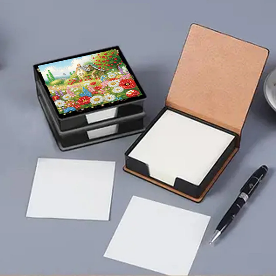 Garden PU DIY 5D Diamond Painting Note Box w/160 Sheets for Office Home School