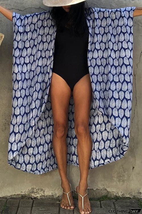 Leaf Belted Kimono Cardigan