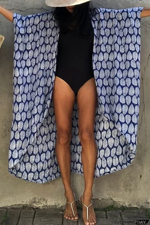 Leaf Belted Kimono Cardigan