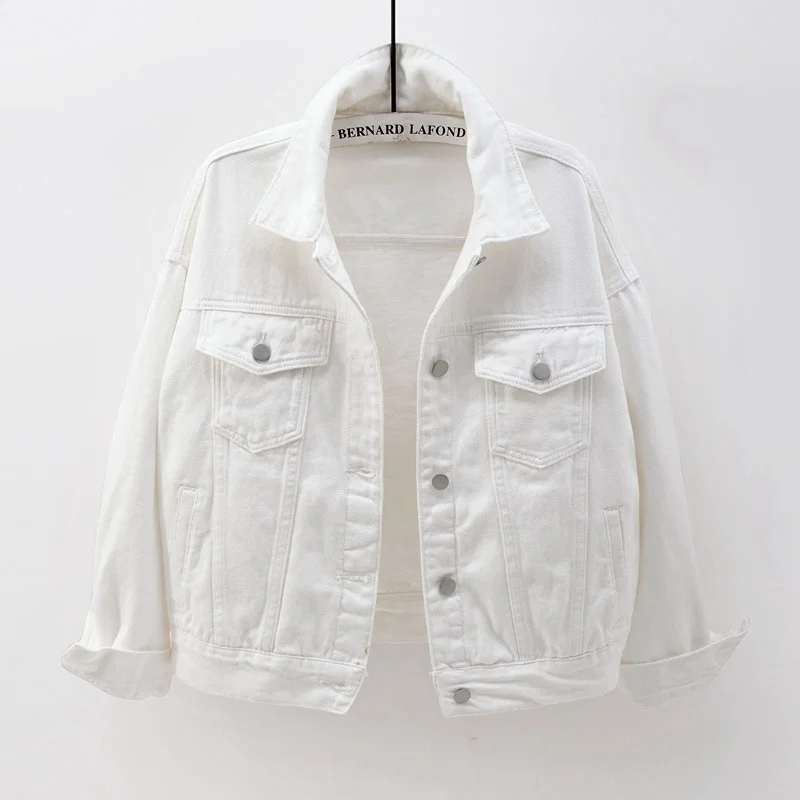 Women's Colorful Large-size Denim Jacket Boy Friend Sytle  Long-sleeved Jacket Back To School Denim Jacket
