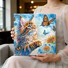 Framed Diamond Painting - Special Shaped - Cat and Butterflies (25x25cm)