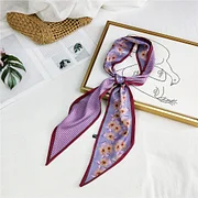 Imaginarygam Women color bag decoration long neck tie headband narrow satin hair neckerchief skinny silk small scarf with twill hem SJ206 Scarf