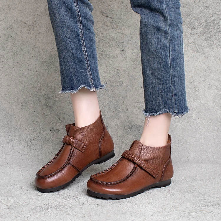 Women Autumn Retro Soft Leather Casual Shoes
