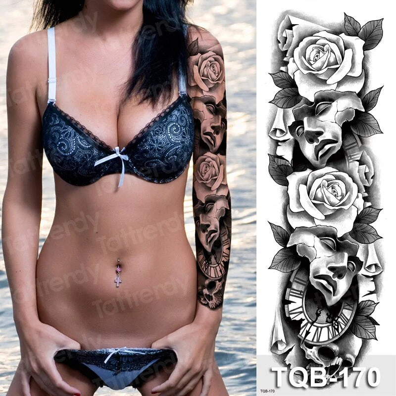 large temporary tattoos women thigh leg tattoo sleeve pattern waterproof tatoo sticker body art sexy tatoo fake water sheet